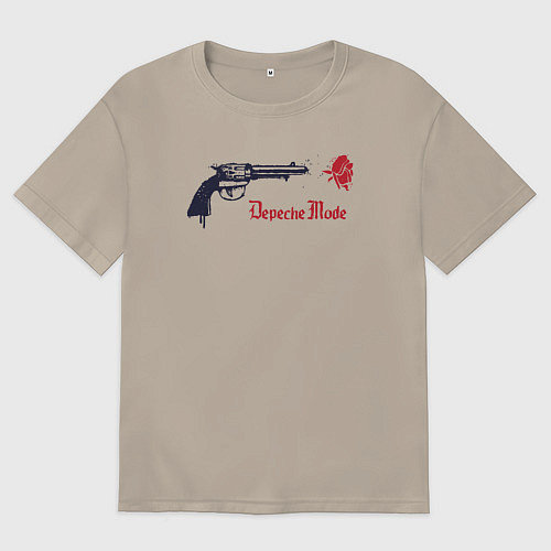 Мужская футболка оверсайз Depeche Mode gun / Миндальный – фото 1
