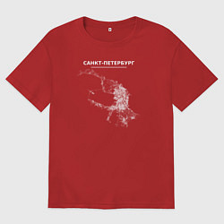 Футболка оверсайз мужская Карта Санкт-Петербург белая, цвет: красный