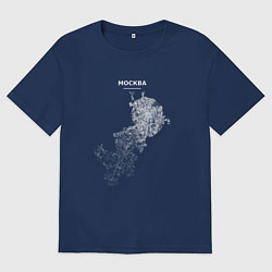 Футболка оверсайз мужская Карта Москва белая, цвет: тёмно-синий