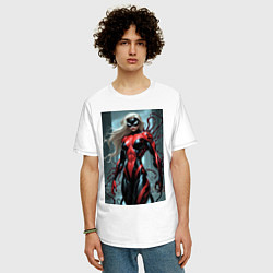 Футболка оверсайз мужская Девушка-веном, цвет: белый — фото 2