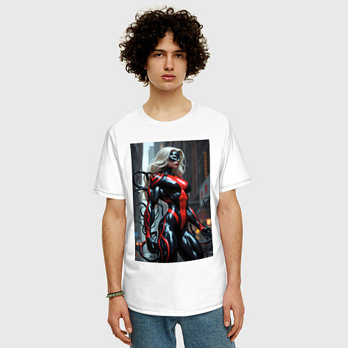 Мужская футболка оверсайз Девушка-веном / Белый – фото 3