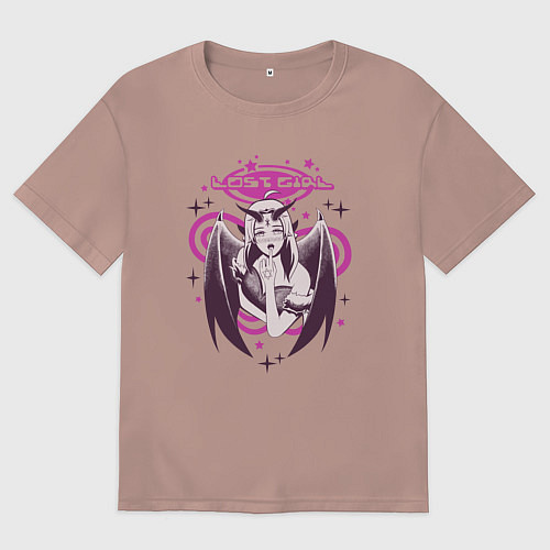 Мужская футболка оверсайз Lost Girl,Y2K стиль / Пыльно-розовый – фото 1
