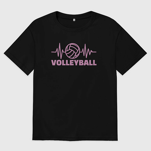 Мужская футболка оверсайз Волейбольный пульс / Черный – фото 1