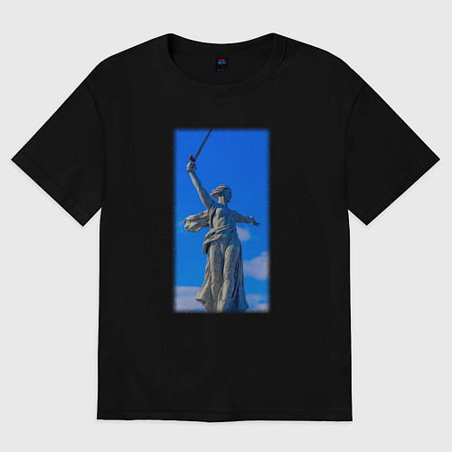 Мужская футболка оверсайз Родина мать статуя / Черный – фото 1