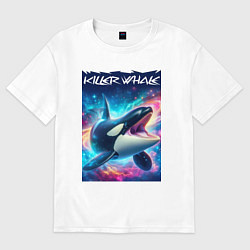 Футболка оверсайз мужская Space killer whale - ai art fantasy, цвет: белый