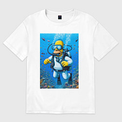 Футболка оверсайз мужская Homer diving - ai art fantasy, цвет: белый