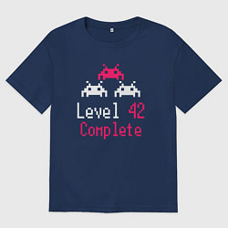 Футболка оверсайз мужская Уровень 42 пройден, цвет: тёмно-синий