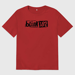 Футболка оверсайз мужская Blink 182 трафарет черный, цвет: красный