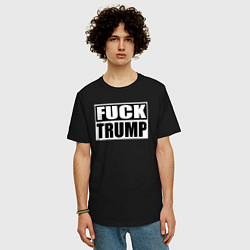 Футболка оверсайз мужская Trump fuck, цвет: черный — фото 2