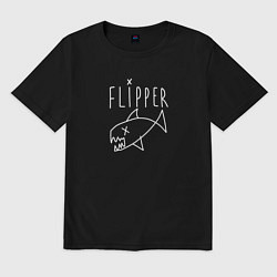 Футболка оверсайз мужская Kurt cobain flipper, цвет: черный