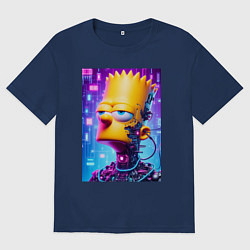 Футболка оверсайз мужская Cyborg Bart Simpson - ai art fantasy, цвет: тёмно-синий