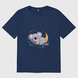 Футболка оверсайз мужская Сон коалы на ветке, цвет: тёмно-синий