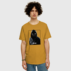 Футболка оверсайз мужская Окак кот, цвет: горчичный — фото 2