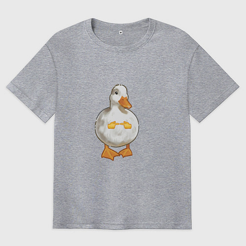 Мужская футболка оверсайз Милая смущенная уточка гусь мем / Меланж – фото 1