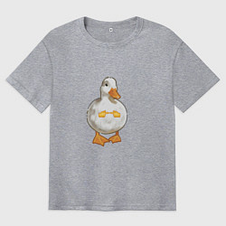 Футболка оверсайз мужская Милая смущенная уточка гусь мем, цвет: меланж