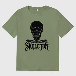 Футболка оверсайз мужская Skeleton череп, цвет: авокадо