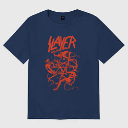 Футболка оверсайз мужская Slayer Demon Skull, цвет: тёмно-синий