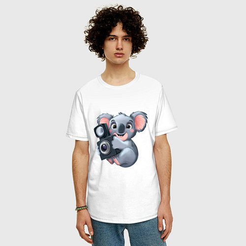 Мужская футболка оверсайз Коала фотограф / Белый – фото 3