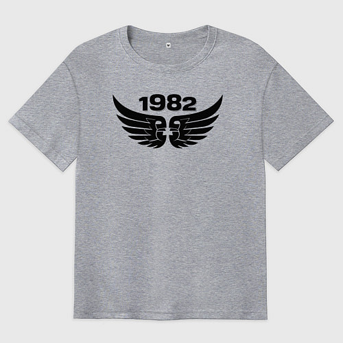 Мужская футболка оверсайз Черные крылья 1982 / Меланж – фото 1