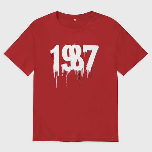 Мужская футболка оверсайз 1987 растекшиеся капли / Красный – фото 1