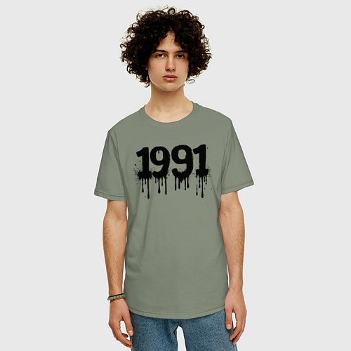 Мужская футболка оверсайз Черной краской 1991 / Авокадо – фото 3