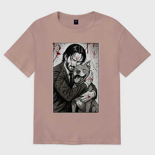 Мужская футболка оверсайз Джон Уик постер / Пыльно-розовый – фото 1