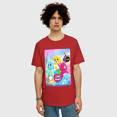 Мужская футболка оверсайз Коллекция заботливых мишек PK XD / Красный – фото 3