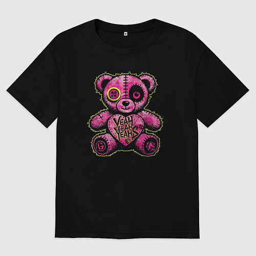 Мужская футболка оверсайз Pink bear / Черный – фото 1