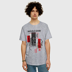 Футболка оверсайз мужская Москва коллаж, цвет: меланж — фото 2