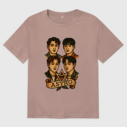 Футболка оверсайз мужская Astro в стиле тату, цвет: пыльно-розовый