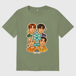 Футболка оверсайз мужская Astro в виде стикеров, цвет: авокадо