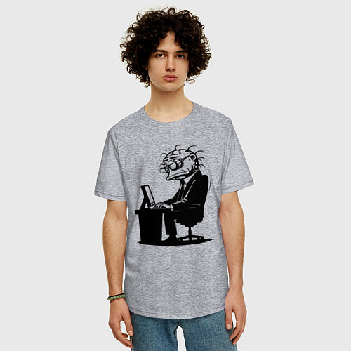 Мужская футболка оверсайз Офисный планктон как есть / Меланж – фото 3