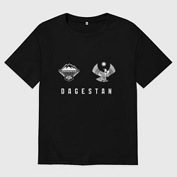 Футболка оверсайз мужская Дагестан символика, цвет: черный