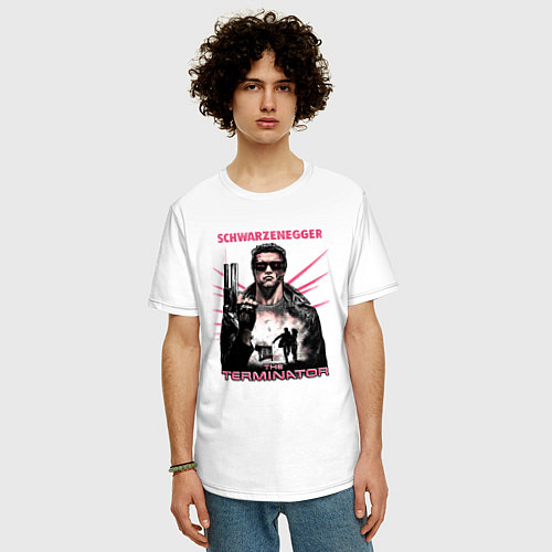 Мужская футболка оверсайз Терминатор фильм 1 / Белый – фото 3