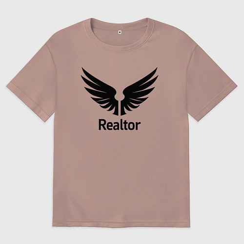 Мужская футболка оверсайз Крылатый риелтор / Пыльно-розовый – фото 1