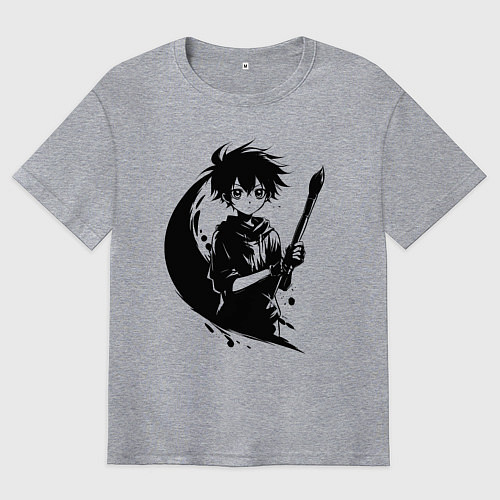 Мужская футболка оверсайз Художник с кистью аниме / Меланж – фото 1