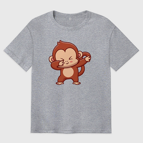 Мужская футболка оверсайз Dabbing monkey / Меланж – фото 1