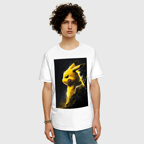 Мужская футболка оверсайз Pikachu / Белый – фото 3