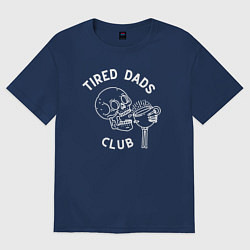 Футболка оверсайз мужская Tired Dads Club белый, цвет: тёмно-синий