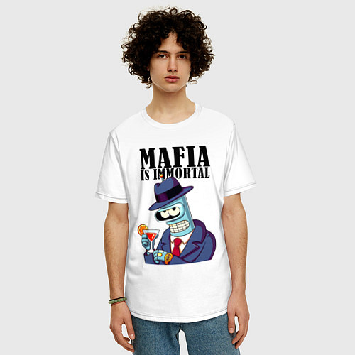 Мужская футболка оверсайз Мафиози Бендер - мафия бессмертна мем / Белый – фото 3