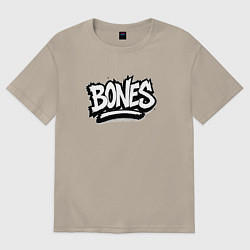 Футболка оверсайз мужская Bones белый логотип, цвет: миндальный
