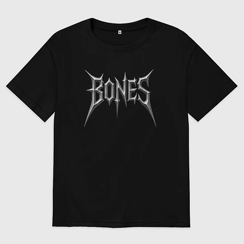 Мужская футболка оверсайз Bones металлическое лого / Черный – фото 1