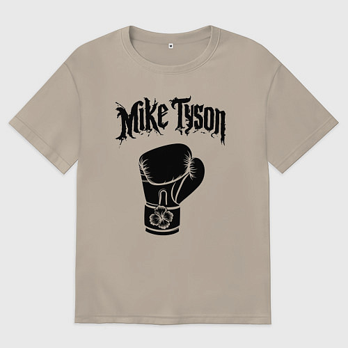 Мужская футболка оверсайз Майк Тайсон перчатка / Миндальный – фото 1