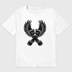 Футболка оверсайз мужская ММА кулаки, цвет: белый