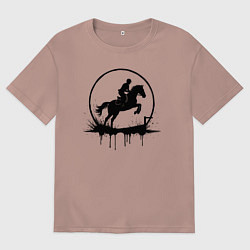 Футболка оверсайз мужская Скакун в круге, цвет: пыльно-розовый