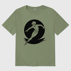 Футболка оверсайз мужская Конькобежец аниме, цвет: авокадо