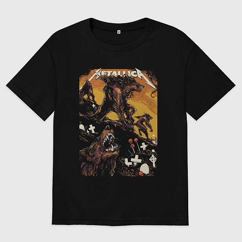 Мужская футболка оверсайз Metallica - wolf / Черный – фото 1