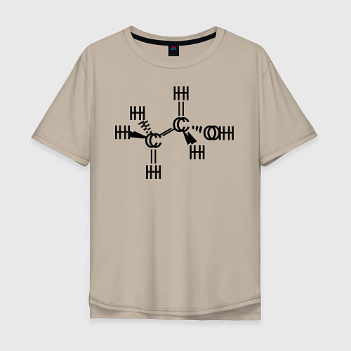 Мужская футболка оверсайз Химическая формула спирт / Миндальный – фото 1