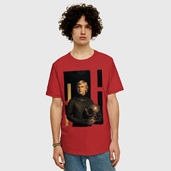 Футболка оверсайз мужская Мужчина водолаз ретрофутуризм поп-арт 1970-е, цвет: красный — фото 2