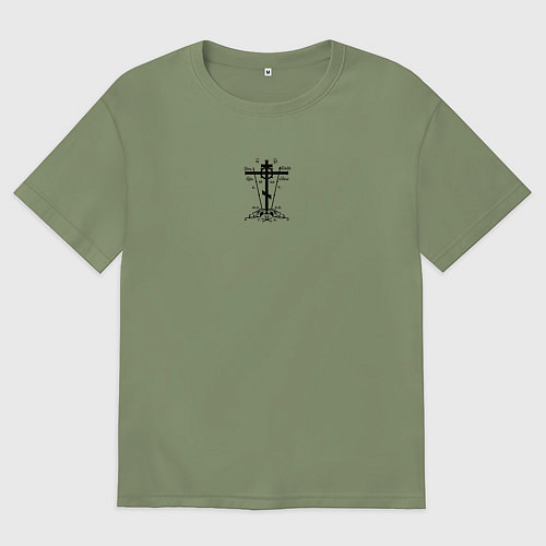 Мужская футболка оверсайз Если ангел твой за твоим плечом черный арт / Авокадо – фото 1